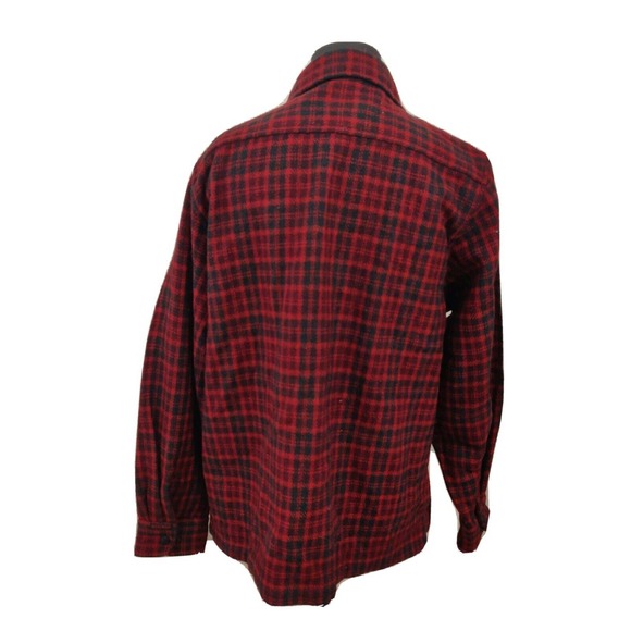Woolrich Women's Coat Full Zip Red Black Plaid Size XL Wool Blend shacket - Picture 2 of 6